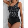 imageEomenie Two Piece Tankini Swimsuits for Women Tummy Control Bathing Suits Cutout Back Swim Tank Top with High Waisted BottomBlack Polka Dots