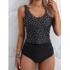 imageEomenie Two Piece Tankini Swimsuits for Women Tummy Control Bathing Suits Cutout Back Swim Tank Top with High Waisted BottomBlack Polka Dots