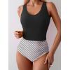 imageEomenie Two Piece Tankini Swimsuits for Women Tummy Control Bathing Suits Cutout Back Swim Tank Top with High Waisted BottomBlack Stripes