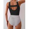 imageEomenie Two Piece Tankini Swimsuits for Women Tummy Control Bathing Suits Cutout Back Swim Tank Top with High Waisted BottomBlack Stripes