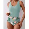 imageEomenie Two Piece Tankini Swimsuits for Women Tummy Control Bathing Suits Cutout Back Swim Tank Top with High Waisted BottomGreen Floral