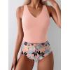 imageEomenie Two Piece Tankini Swimsuits for Women Tummy Control Bathing Suits Cutout Back Swim Tank Top with High Waisted BottomLight Pink Floral