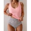 imageEomenie Two Piece Tankini Swimsuits for Women Tummy Control Bathing Suits Cutout Back Swim Tank Top with High Waisted BottomLight Pink Print