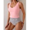 imageEomenie Two Piece Tankini Swimsuits for Women Tummy Control Bathing Suits Cutout Back Swim Tank Top with High Waisted BottomLight Pink Print