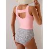 imageEomenie Two Piece Tankini Swimsuits for Women Tummy Control Bathing Suits Cutout Back Swim Tank Top with High Waisted BottomLight Pink Print