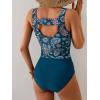 imageEomenie Two Piece Tankini Swimsuits for Women Tummy Control Bathing Suits Cutout Back Swim Tank Top with High Waisted BottomPeacock Green Print