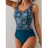 imageEomenie Two Piece Tankini Swimsuits for Women Tummy Control Bathing Suits Cutout Back Swim Tank Top with High Waisted BottomPeacock Green Print