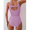 imageEomenie Two Piece Tankini Swimsuits for Women Tummy Control Bathing Suits Cutout Back Swim Tank Top with High Waisted BottomPurple