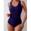 imageEomenie Two Piece Tankini Swimsuits for Women Tummy Control Bathing Suits Cutout Back Swim Tank Top with High Waisted BottomPurplish Blue