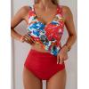 imageEomenie Two Piece Tankini Swimsuits for Women Tummy Control Bathing Suits Cutout Back Swim Tank Top with High Waisted BottomRed Blue Floral