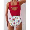 imageEomenie Two Piece Tankini Swimsuits for Women Tummy Control Bathing Suits Cutout Back Swim Tank Top with High Waisted BottomRed Print
