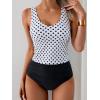imageEomenie Two Piece Tankini Swimsuits for Women Tummy Control Bathing Suits Cutout Back Swim Tank Top with High Waisted BottomWhite Polka Dots