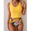 imageEomenie Two Piece Tankini Swimsuits for Women Tummy Control Bathing Suits Cutout Back Swim Tank Top with High Waisted BottomYellow Print