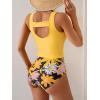 imageEomenie Two Piece Tankini Swimsuits for Women Tummy Control Bathing Suits Cutout Back Swim Tank Top with High Waisted BottomYellow Print