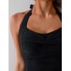 imageEomenie Womens Halter Tankini Bathing Suit Ruched Tummy Control Two Piece Swimsuit with BottomBlack Floral