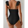 imageEomenie Womens One Piece Swimsuit Tummy Control Bathing Suit Ruffle Cutout Slimming SwimwearBlack