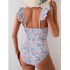 imageEomenie Womens One Piece Swimsuit Tummy Control Bathing Suit Ruffle Cutout Slimming SwimwearOrange Floral