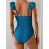 imageEomenie Womens One Piece Swimsuit Tummy Control Bathing Suit Ruffle Cutout Slimming SwimwearPeacock Blue