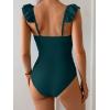 imageEomenie Womens One Piece Swimsuit Tummy Control Bathing Suit Ruffle Cutout Slimming SwimwearPeacock Green