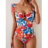 imageEomenie Womens One Piece Swimsuit Tummy Control Bathing Suit Ruffle Cutout Slimming SwimwearRed Floral