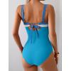 imageEomenie Womens One Piece Swimsuit Tummy Control Ruched Bathing Suit Full Coverage Slimming Swimwear Color Block Swim SuitBluewhitelight Blue