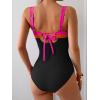 imageEomenie Womens One Piece Swimsuit Tummy Control Ruched Bathing Suit Full Coverage Slimming Swimwear Color Block Swim SuitHot Pinkorangeblack