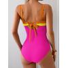 imageEomenie Womens One Piece Swimsuit Tummy Control Ruched Bathing Suit Full Coverage Slimming Swimwear Color Block Swim SuitOrangeyellowhot Pink