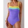 imageEomenie Womens One Piece Swimsuit Tummy Control Ruched Bathing Suit Full Coverage Slimming Swimwear Color Block Swim SuitYellowgreenpurple