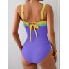 imageEomenie Womens One Piece Swimsuit Tummy Control Ruched Bathing Suit Full Coverage Slimming Swimwear Color Block Swim SuitYellowgreenpurple