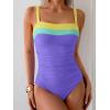 imageEomenie Womens One Piece Swimsuit Tummy Control Ruched Bathing Suit Full Coverage Slimming Swimwear Color Block Swim SuitYellowgreenpurple