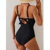imageEomenie Womens One Piece Swimsuits Tummy Control Ruched Push Up Bathing Suit Tie Back Slimming SwimwearBlack Orange Print