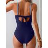 imageEomenie Womens One Piece Swimsuits Tummy Control Ruched Push Up Bathing Suit Tie Back Slimming SwimwearColor Block Light Blue