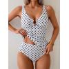 imageEomenie Womens Tankini Swimsuit Two Piece Tummy Control Bathing Suit V Neck Ring Linked Swimwear with High Waisted BottomsBlack White Print