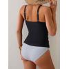imageEomenie Womens Tankini Swimsuit Two Piece Tummy Control Bathing Suit V Neck Ring Linked Swimwear with High Waisted BottomsBlack White Stripe