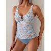 imageEomenie Womens Tankini Swimsuit Two Piece Tummy Control Bathing Suit V Neck Ring Linked Swimwear with High Waisted BottomsOrange Floral