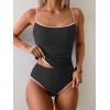 imageEomenie Womens Tankini Swimsuits Two Piece Tummy Control Bathing Suit Color Block Slim Swimwear with High Waisted BottomBlack and Light Pink
