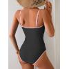 imageEomenie Womens Tankini Swimsuits Two Piece Tummy Control Bathing Suit Color Block Slim Swimwear with High Waisted BottomBlack and Light Pink