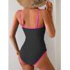 imageEomenie Womens Tankini Swimsuits Two Piece Tummy Control Bathing Suit Color Block Slim Swimwear with High Waisted BottomBlack and Pink