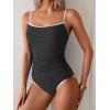 imageEomenie Womens Tankini Swimsuits Two Piece Tummy Control Bathing Suit Color Block Slim Swimwear with High Waisted BottomBlack and White