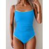 imageEomenie Womens Tankini Swimsuits Two Piece Tummy Control Bathing Suit Color Block Slim Swimwear with High Waisted BottomBlue