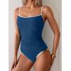 imageEomenie Womens Tankini Swimsuits Two Piece Tummy Control Bathing Suit Color Block Slim Swimwear with High Waisted BottomBlue and White