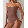 imageEomenie Womens Tankini Swimsuits Two Piece Tummy Control Bathing Suit Color Block Slim Swimwear with High Waisted BottomBrown Color Block