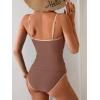 imageEomenie Womens Tankini Swimsuits Two Piece Tummy Control Bathing Suit Color Block Slim Swimwear with High Waisted BottomBrown Color Block