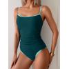 imageEomenie Womens Tankini Swimsuits Two Piece Tummy Control Bathing Suit Color Block Slim Swimwear with High Waisted BottomPeacock Green
