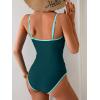 imageEomenie Womens Tankini Swimsuits Two Piece Tummy Control Bathing Suit Color Block Slim Swimwear with High Waisted BottomPeacock Green