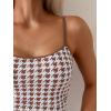 imageEomenie Womens Tankini Swimsuits Two Piece Tummy Control Bathing Suit Color Block Slim Swimwear with High Waisted BottomPrinted Brown White