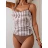 imageEomenie Womens Tankini Swimsuits Two Piece Tummy Control Bathing Suit Color Block Slim Swimwear with High Waisted BottomPrinted Brown White