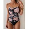imageEomenie Womens Tankini Swimsuits Two Piece Tummy Control Bathing Suit Color Block Slim Swimwear with High Waisted BottomPrinted Pink Black