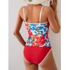 imageEomenie Womens Tankini Swimsuits Two Piece Tummy Control Bathing Suit Color Block Slim Swimwear with High Waisted BottomPrinted Red Blue