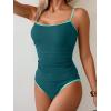imageEomenie Womens Tankini Swimsuits Two Piece Tummy Control Bathing Suit Color Block Slim Swimwear with High Waisted BottomRibbed Blue